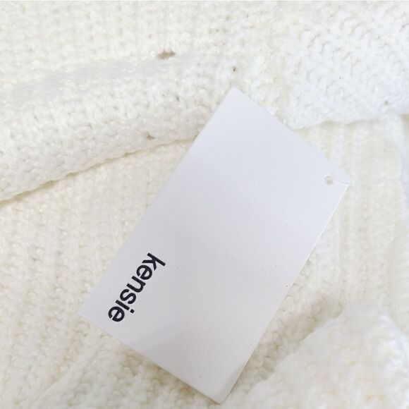 Kensie Sweater‎ Womens Size Small Pointelle Knit Turtleneck Pullover in Vanilla - Picture 6 of 6